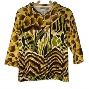 Zenergy by Chico’s Hooded Full Zip Animal Print Sweatshirt Jacket Size 0 --Small